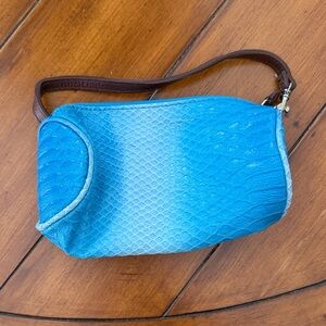 Blue and Brown Textured Women's Bag